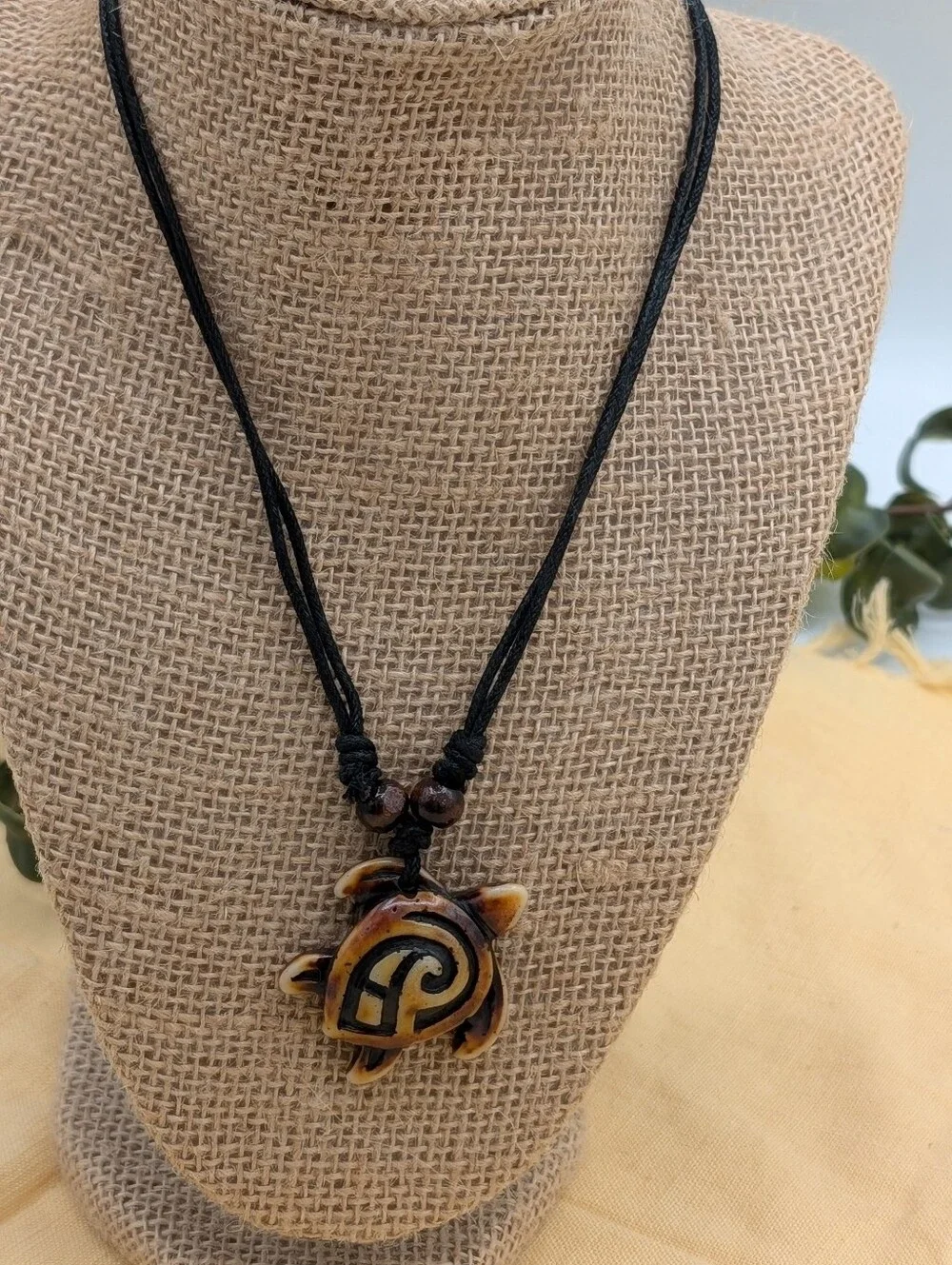 Sea Turtle Pendant Necklace Adjustable Cord Tribal Boho Beach Coastal Unisex‎